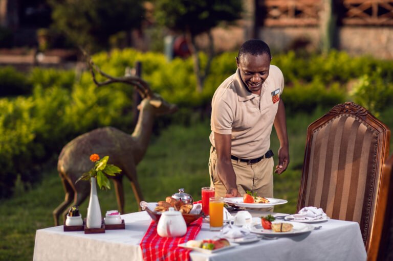 Lake Manyara Kilimamoja Lodge Sunset Breakfast Setup 1