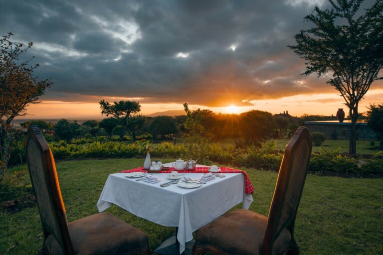 Lake Manyara Kilimamoja Lodge Sunset Breakfast Setup 2